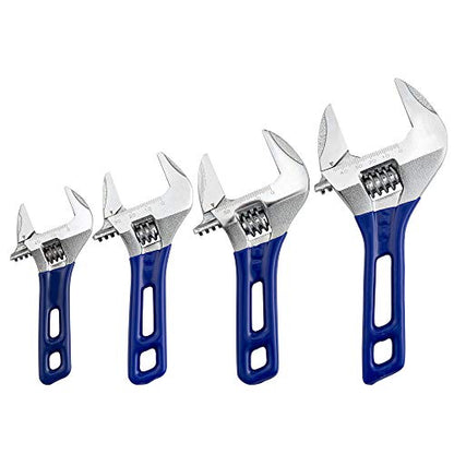 Large Opening Adjustable Wrench Spanner with Short Handle 4'' 5'' 6'' 8"(4''+5''+6''+8", blue) - size: 4"+5"+6"+8"
