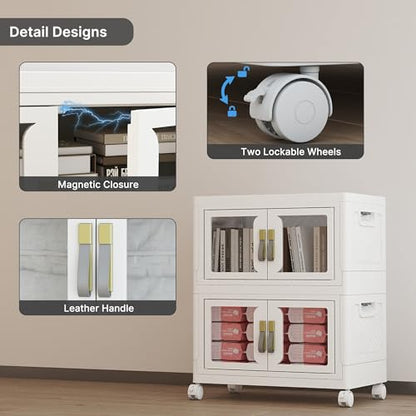 UAMFURI Stackable Storage Bins with Lids, 96QT Extra Large Storage Cabinets - color: White