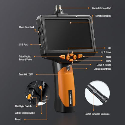 Teslong Triple Lens 16.5FT Borescope Camera for Automotive/Home/Wall/Pipe - size: 16.5FT