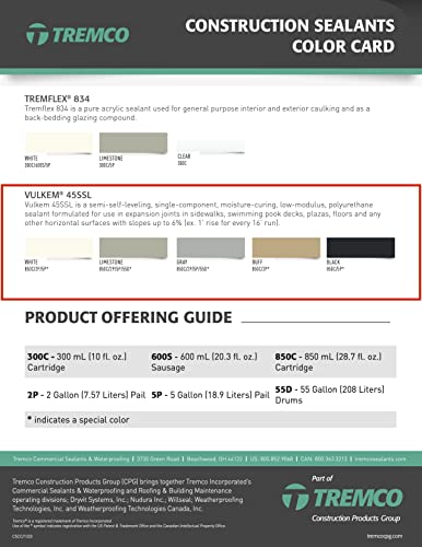 Tremco Vulkem 45SSL Gray Semi-Self-Leveling, Single-Component, Polyurethane Sealant, 28.7oz Cartridge (445712A-333), Case