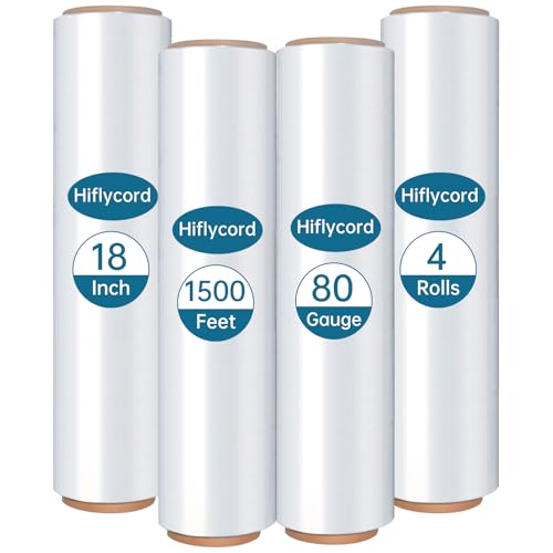 Shrink Wrap Roll 18 in 1500ft, Stretch wrap for Moving, Pallet Wrap 4 Pack - size: Clear 18in 4Roll