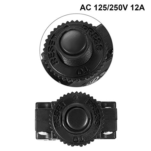uxcell 2Pcs Thermal Overload Protector AC 125/250V 12A Push Button Reset Circuit Breaker