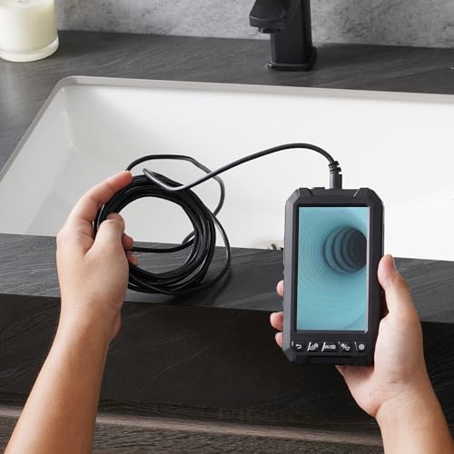 VEVOR Endoscope Camera with Light, Triple Lens Industrial Borescope, 5" Screen 1080P Inspection Camera, 8 + 2 Lights, IP67 Waterproof Snake Cameras for Automotive, Plumbing (16.4FT Cable, 32GB Card) - size: 16.4FT