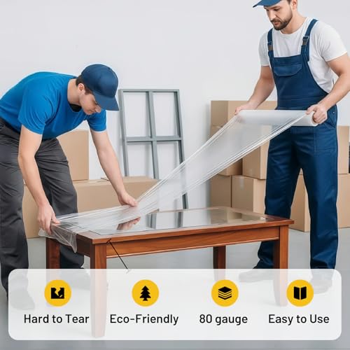 NorthSky Industrial Stretch Wrap, 18" x 1500', 80 Gauge 30 Microns, Up to 800% Stretch, Clear Heavy Duty Self-Adhering Plastic Film for Pallet Packing Moving Shipping Box of 4 Rolls - size: 80 Gauge 18'' x 1501'