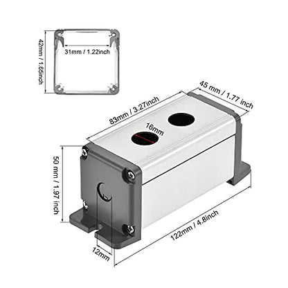 uxcell 2 Holes 16mm Aluminum Switch Button Station Box with a PG7 Cable Gland and Mounting Base