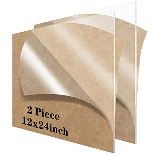 Acrylic Sheet 12 x 24 Lesnlok 2 Pieces Clear Plexiglass Sheet 1/8 inch Thick 3mm, for Sign,Craft, Photo Frame, DIY Display Projects… - size: 2 piece12" x 24" 3mm