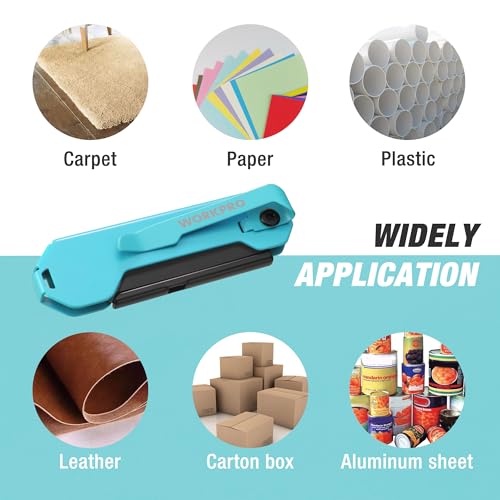 WORKPRO EDC Folding Utility Knife, Mini Box Cutter with Quick Open Axis Lock, Quick Change Blade Razor Knife, Foldable Small Pocket Knife with Belt Clip - color: Blue