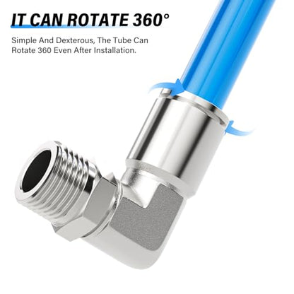 TAILONZ 304 Stainless Steel 3/8" x 1/4" NPT Push to Connect Elbow 5Pcs - size: 3/8''OD 1/4''NPT