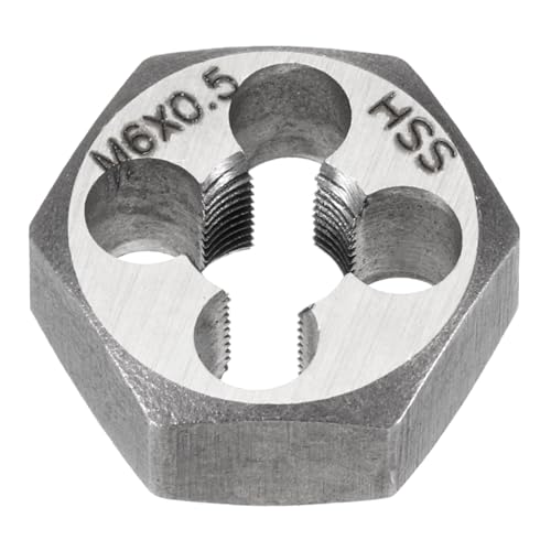 HARFINGTON Hex Threading Die M6 x 0.5 Metric Thread Right Hand High Speed Steel Rethreading Fixed Die Screw Cutting Tapping Repair Tool - size: M6 x 0.5