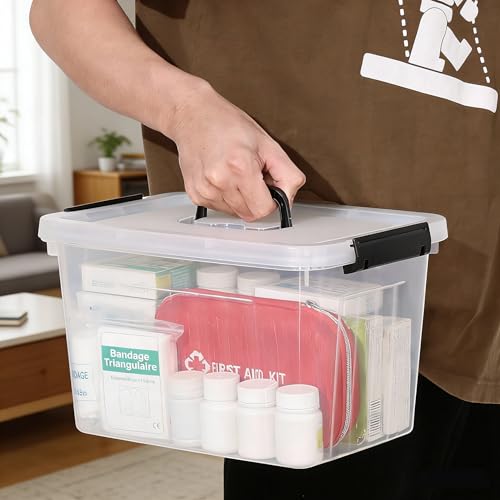 Zopnny 12-Quart Latch Storage Boxes, Stackable Bins with Handle, 6-Pack - size: 12 Quart