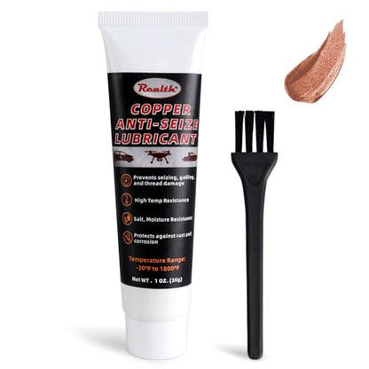Realth Copper Anti Seize Thread Lubricant 1 oz High Temp Anti-Seize Grease - color: Copper, size: 30g