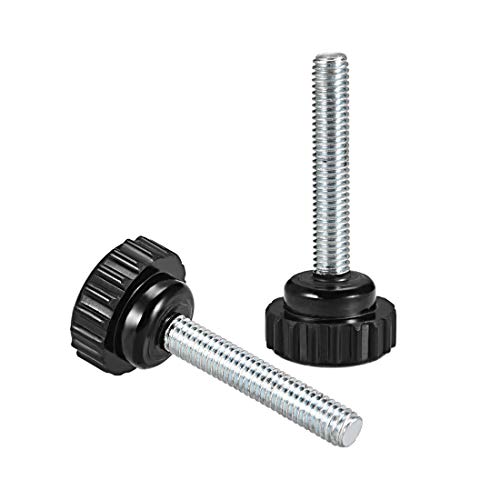 uxcell 4pcs Knurled Clamping Knobs M6 x 40mm Metric Zinc Plated Carbon Steel Male Thread Thumb Screw on Type 20mm Plastic Round Head Threaded Hand Bolt Stud Knobs Black - size: M6 x 40mm x 20mm