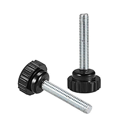 uxcell 4pcs Knurled Clamping Knobs M6 x 40mm Metric Zinc Plated Carbon Steel Male Thread Thumb Screw on Type 20mm Plastic Round Head Threaded Hand Bolt Stud Knobs Black - size: M6 x 40mm x 20mm