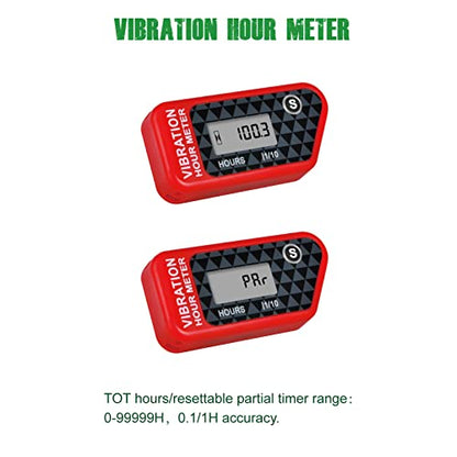 YOOREAL Vibration Hour Meter,Maintenance Hours Waterproof IP68 - color: Red