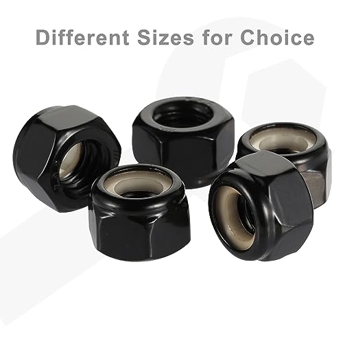 #8-32 Nylon Insert Lock Nuts Locknuts, 304 Stainless Steel Black Finish, 50 PCS - size: #8-32