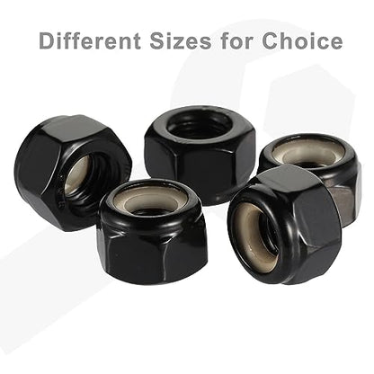 #8-32 Nylon Insert Lock Nuts Locknuts, 304 Stainless Steel Black Finish, 50 PCS - size: #8-32