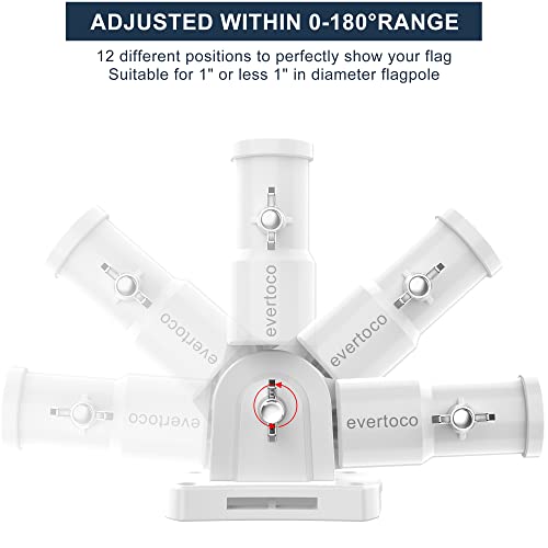 Heavy Duty 180° Adjustable Stainless Steel Flag Pole Bracket Mount - color: White
