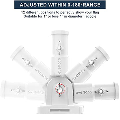 Heavy Duty 180° Adjustable Stainless Steel Flag Pole Bracket Mount - color: White