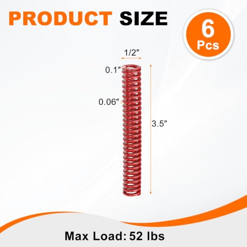 HARFINGTON 6pcs Die Spring 1/2" OD x 3.5" Free Length SMH2014, Red - size: 1/2" OD x 3.5" Free Length