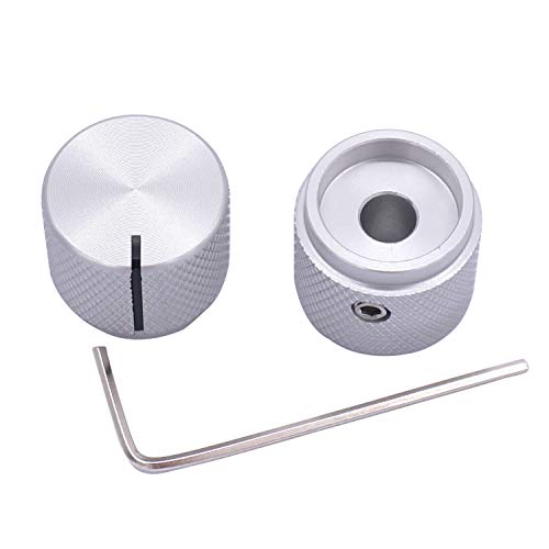 Taiss 2pcs Silver Aluminum Rotary Electronic Control Potentiometer Knob for 6mm Shaft, Volume/Audio/Switch Knob, 20mm x 17mm - color: Silver
