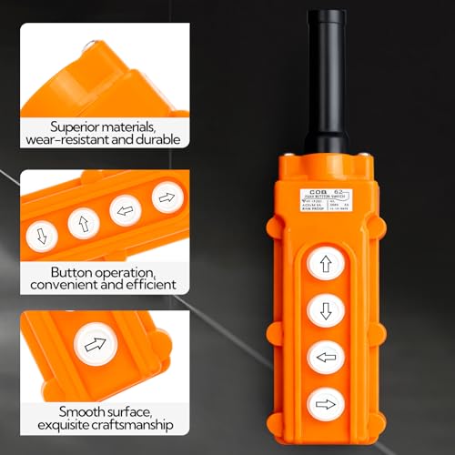 2Pcs COB61-Up-Down Left Right Rainproof Crane Push Button Switch, Orange Crane Pendant Control Station Push Button Switch with Rubber Cable Barrel - size: Up-Down Left Right