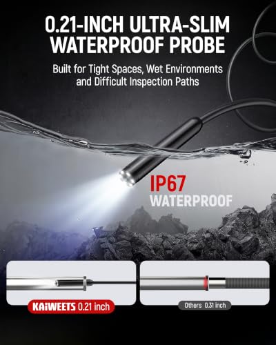 KAIWEETS 2-in-1 Thermal Imaging Camera, Borescope, 192×192 IR, 0.21in Probe