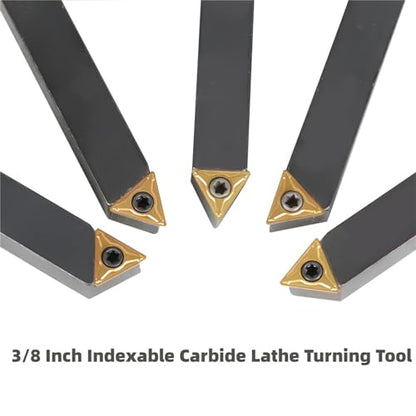 Kimllier 5Pcs 3/8" Indexable Carbide Lathe Turning Tool Holder
