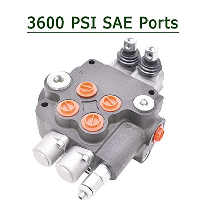 2 Spool 21 GPM Hydraulic Directional Control Valve 3600PSI SAE Ports