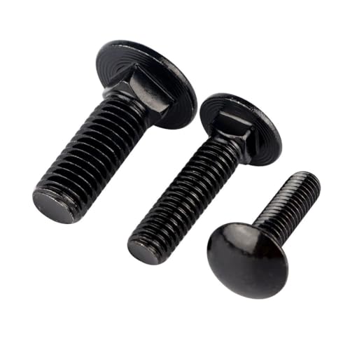 1/2-13 x 2 Carriage Bolts Screws Black Finish, Round Head Square Neck, 304 Stainless Steel 18-8, UNC Full Machine Coarse Thread, 5Pcs - size: 1/2-13 x 2" (5 Pcs)