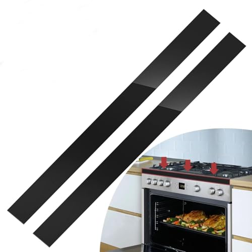 2 Pcs 304 Stainless Steel Strips, Brushed Self Adhesive Strip Metal Trim Strip, Finishing Sheet Metal Strip for Microwave/Oven/Cooktop, 30" Long, 2.5" Wide Gap Filler for Kitchen Decor-Black - color: Black, size: 2.5in