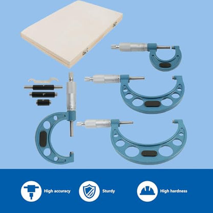 WFLNHB 4Pcs 0-4 Inch 0.0001 Inch Outdoor Micrometer Set Accuracy Carbide for Accuracy Measurement Work - size: 0-4 inch