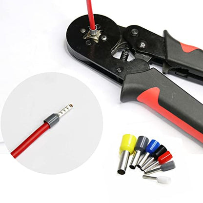 Ferrule Crimping and stripperring Tool Kit, Contain One AWG 23-7 (0.25-10mm²) Self-Adjustable Ratchet Wire Crimping Tool, Suitable for AWG10-24(0.2-6mm²) Wire Stripper and 1900PCS Wire Terminals - size: 1900pcs + Crimping Tool + Wire Stripper