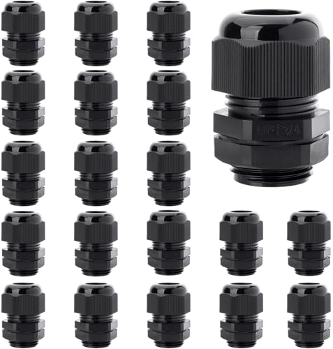 20PCS 3/4'' NPT Cable Gland Waterproof Adjustable 13-18mm/0.51-0.71inches Nylon Cable Glands Joints with Gaskets (3/4", 20PCS) - size: 3/4'' NPT 20pcs