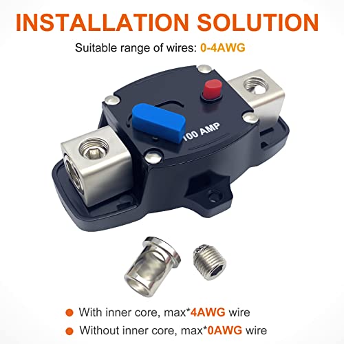 Erayco 150 Amp Circuit Breaker with Manual Reset, 12-48 Volt DC, 0-8 Gauge Trolling Motor Car Stereo Audio Inline Fuse Block Holders Inverter for Automotive Rv Marine Boat (150A) - style: 150Amp
