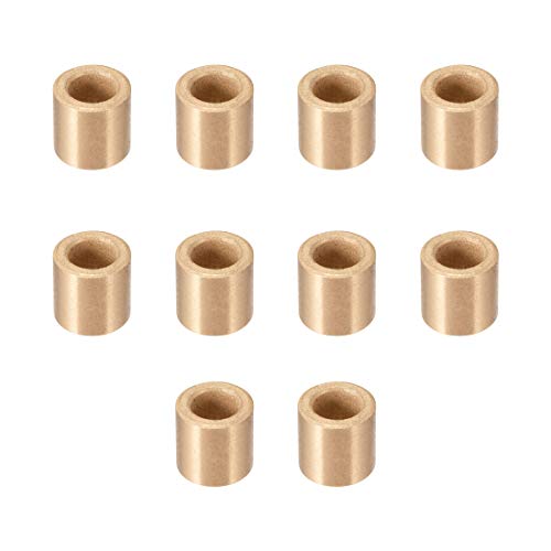 uxcell Bearing Sleeve 6mm Bore x 10mm OD x 10mm Length Self-Lubricating Sintered Bronze Bushings 10pcs - size: 6x10x10mm