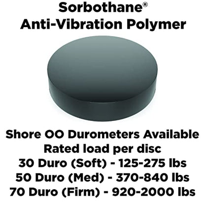 Isolate It: Sorbothane Vibration Isolation Circular Disc Pad .25" (0.635cm) Thick x 3" (7.62cm) Dia. 30 Duro - 4 Pack