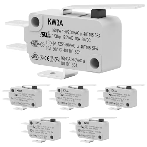 6 Pack Medium Hinge Lever Micro Switch, 16A 125/250V SPDT 1NO 1NC - size: V-152-1C25