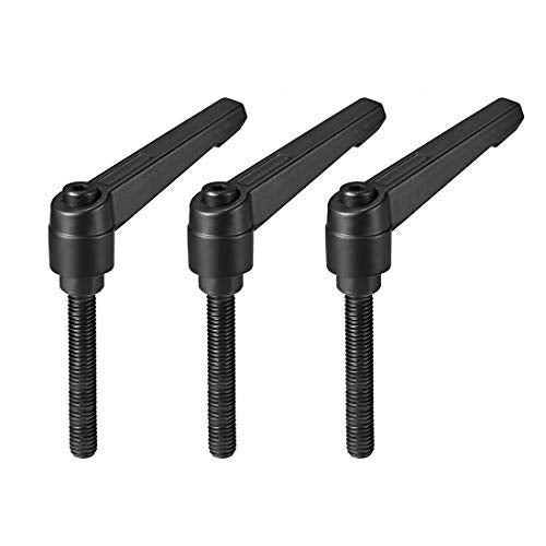 uxcell M8 x 60mm Handle Adjustable Clamping Lever Thread Push Button Ratchet Male Threaded Stud Knobs Locking Rotating Screw Handles Quick Release Bolt Black 3pcs - size: M8x60mm