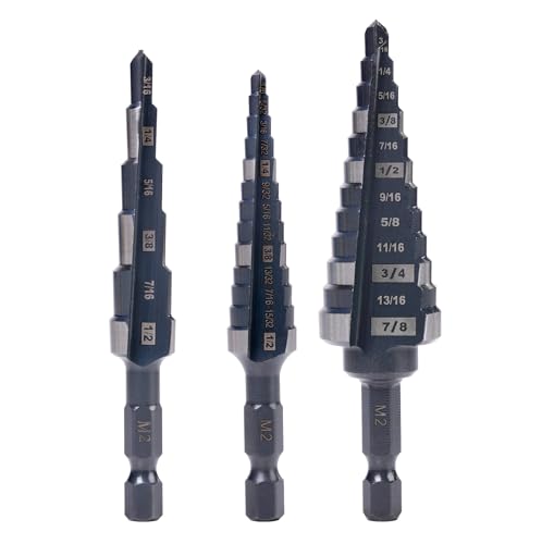 1/2" 1/2" 7/8" Quick Change M2 Step Drill Unibit Set - size: Set (1/2", 1/2" & 7/8")