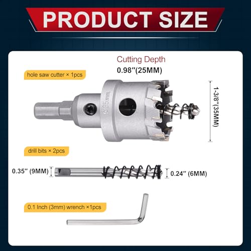 Tungsten Carbide Tipped Hole Saw 1-3/8 Inch 35mm Hole Cutter - size: 1-3/8 Inch (35mm)