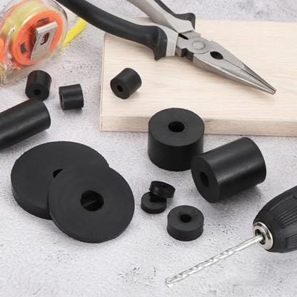 uxcell 10Pcs Thick Rubber Spacer, 1-1/2 Inch OD x 11/16 Inch ID x 3/8 Inch Thickness Round Rubber Bushings Anti Vibration Flat Spacer Washers for Home Industrial Machinery - size: 1-1/2 Inch OD x 11/16 Inch ID x 3/8 Inch T