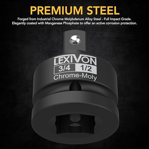 LEXIVON 1/2" & 3/4" Impact Socket Adapter, 2-Piece Set | 1/2" ~ 3/4" Reducer and Increaser Chrome-Moly Steel = Fully Impact Rated (LX-403) - style: 2-Piece Set, 1/2" & 3/4" Increaser/Reducer