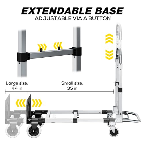 3 in 1 Convertible Hand Truck Dolly, 600Lbs Heavy Duty Folding Hand Truck Dolly Cart with Wheels, Adjustable Handle Angle & Expandable Base for Moving Home, Shopping, Office, Warehouse, Black - color: Black