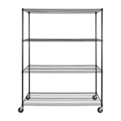 UltraDurable 4-Tier NSF Steel Wire Shelving, 60"W x 24"D x 76"H, Black - color: Black, size: 4-Tier Shelving, 60" W x 24" D
