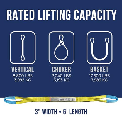 2 Pack, Eye & Eye Lifting Sling, 3”x6’, Ben-Mor - size: 3 in x 6 ft