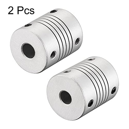 uxcell 8mm to 7mm Aluminum Alloy Shaft Coupling Flexible Coupler Motor Connector Joint L30xD25 Silver 2Pcs - size: 8mm to 7mm