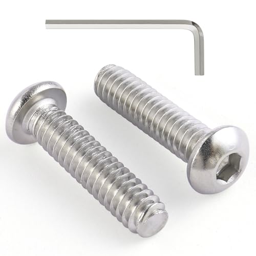 VGBUY 60Pcs 1/4-20 x 1 Button Head Socket Cap Bolts Screws, 304 Stainless Steel 18-8, Allen Hex Drive, Bright Finish, Fully Threaded, Hex Spanner Included (VG30306) - color: Silver, size: 1/4-20 x 1"