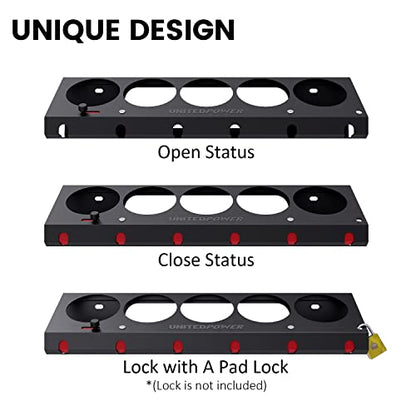 UNITEDPOWER Pneumatic Tool Holder Lockable/Aerosol Rack Combo, Wall Mounted Spray Can Bottle Holder, Air tool organizer, for Garage and Workspace, 5 Cans and 6 slots - style: Air Tool Holder-Lockable