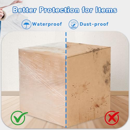 NEXCOVER 18 Inch Stretch Wrap - 1200 Feet | 60 Gauge, 2 Roll Clear Plastic Self-adhering Stretch Wrap Film for Pallet Wrap, Thick and Durable Packing Moving Supplies Heavy Duty Shrink Film. - size: 18'' x 1200'