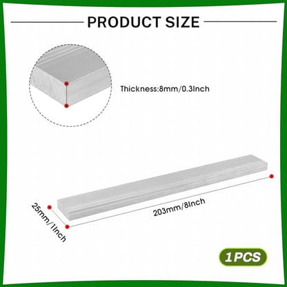 6061 Aluminum Flat Bar, 0.3" Thickness X 1" Width X 8" Length Aluminum Flat Plate, Solid Aluminum Bar for Crafting, Industrial Building - size: 0.3" X 1" X 8"